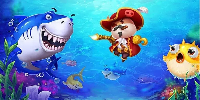 alt text: Giao diện game Bắn Cá 3D với hình ảnh đại dương sống động và nhiều loại cá